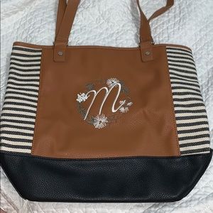 Thirty One M embroidered tote